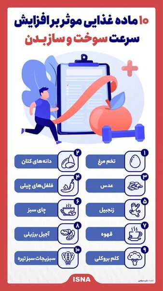 ۱۰ ماده غذایی برای سوخت و ساز سریع بدن