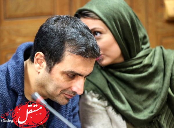 یواشکی صحبت کردن حدیث میرامینی و آقای بازیگر در جمع + عکس