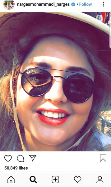 سلفی از سر خوشی نرگس محمدی + عکس