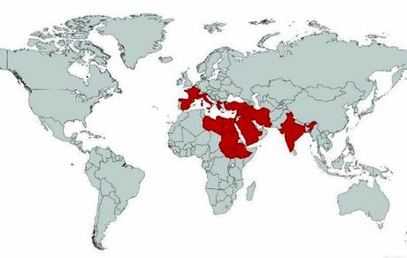 نمودار کشورهایی که در انجیل از آنها یاد شده است