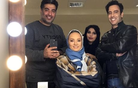 نیما فلاح و همسرش در اتاق گریمشون + عکس