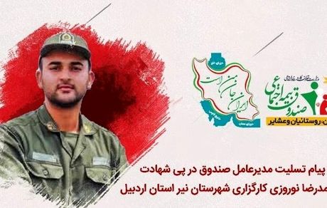 پیام تسلیت مدیرعامل صندوق در پی شهادت محمدرضا نوروزی فرزند کارگزار شهرستان نیر