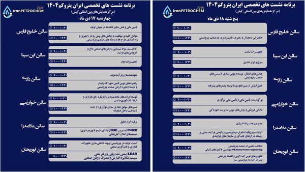 ۲۳ نشست تخصصی در حاشیه سومین نمایشگاه پتروکم برگزار می‌شود