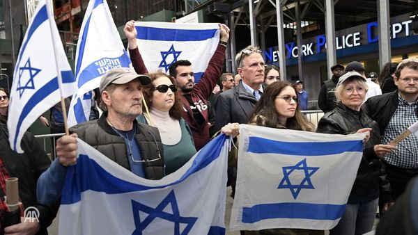 تجمع هم‌زمان حامیان فلسطین و اسرائیل در میدان تایمز نیویورک آمریکا / آناتولی
