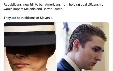 همسر و فرزند ترامپ تابعیت دوگانه دارند