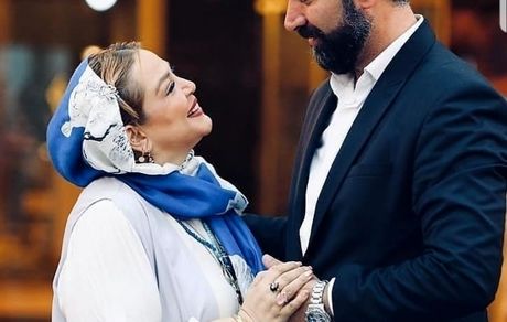 ژست عاشقانه بهاره رهنما و حاجی + عکس