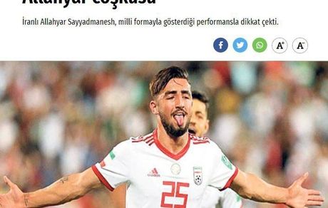  بازتاب درخشش صیادمنش در رسانه های ترکیه 